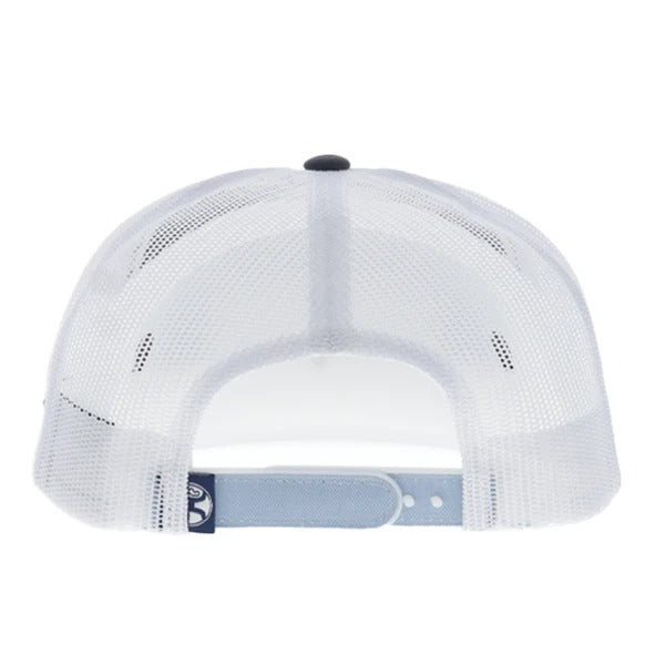 Cactus Ropes 5-Panel Trucker Snapback Hat by Hooey in Blue/White