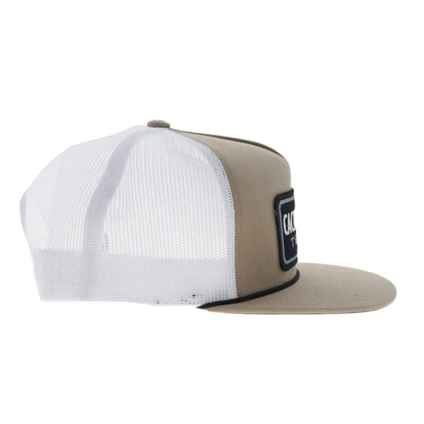 Cactus Ropes 5-Panel Trucker Snapback Hat Tan/White