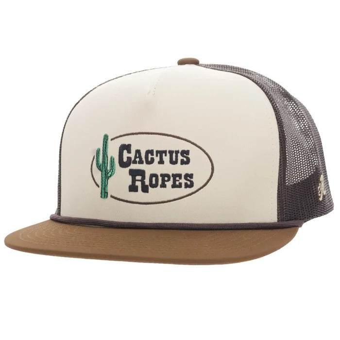 Cactus Ropes 5-Panel Trucker Snapback Hat Tan/Brown