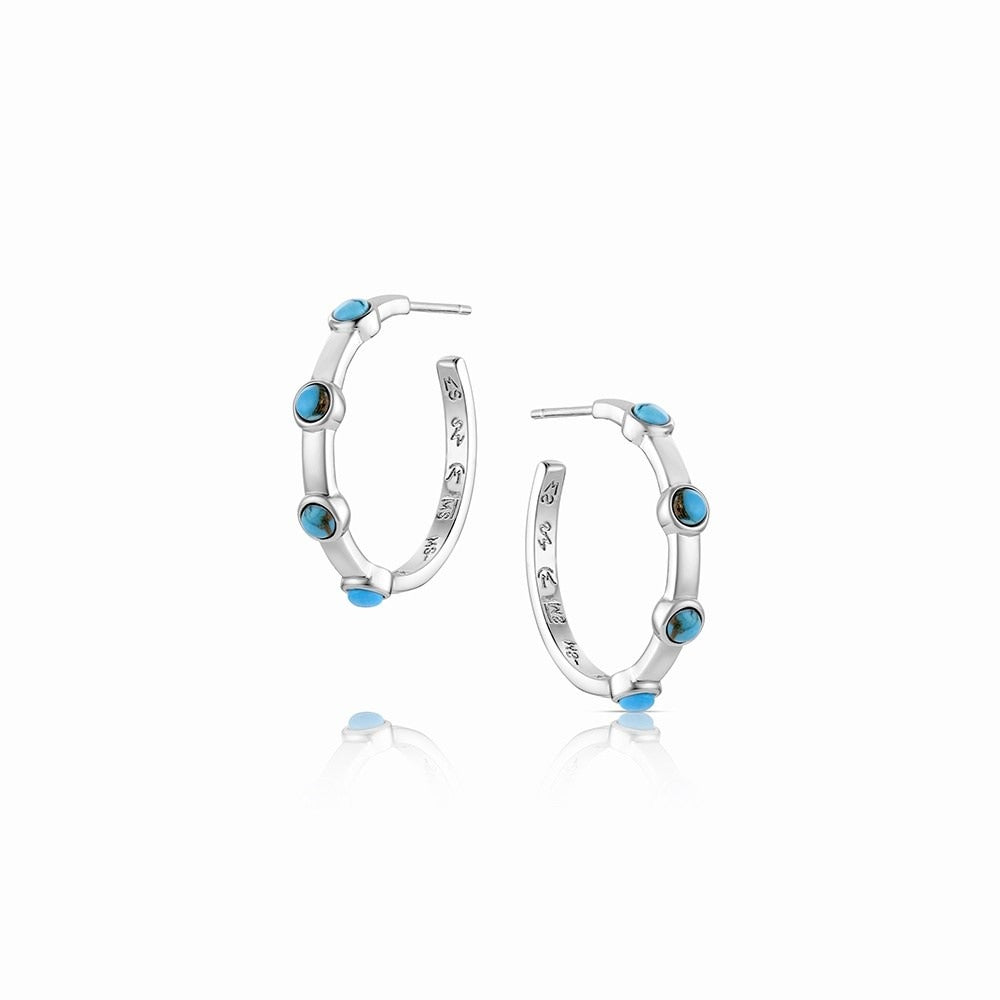 The Gentle Rain Turquoise Hoop Earrings by Montana Silversmiths