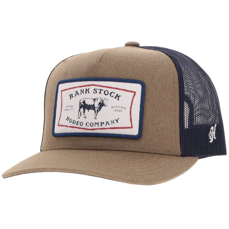 The Rank Stock Hat by Hooey Brown/Navy/Wht Patch