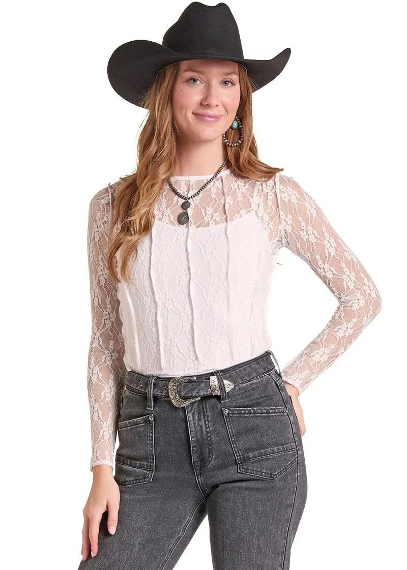 The Cream Puff Lace Mesh Shirt by Rock & Roll Denim
