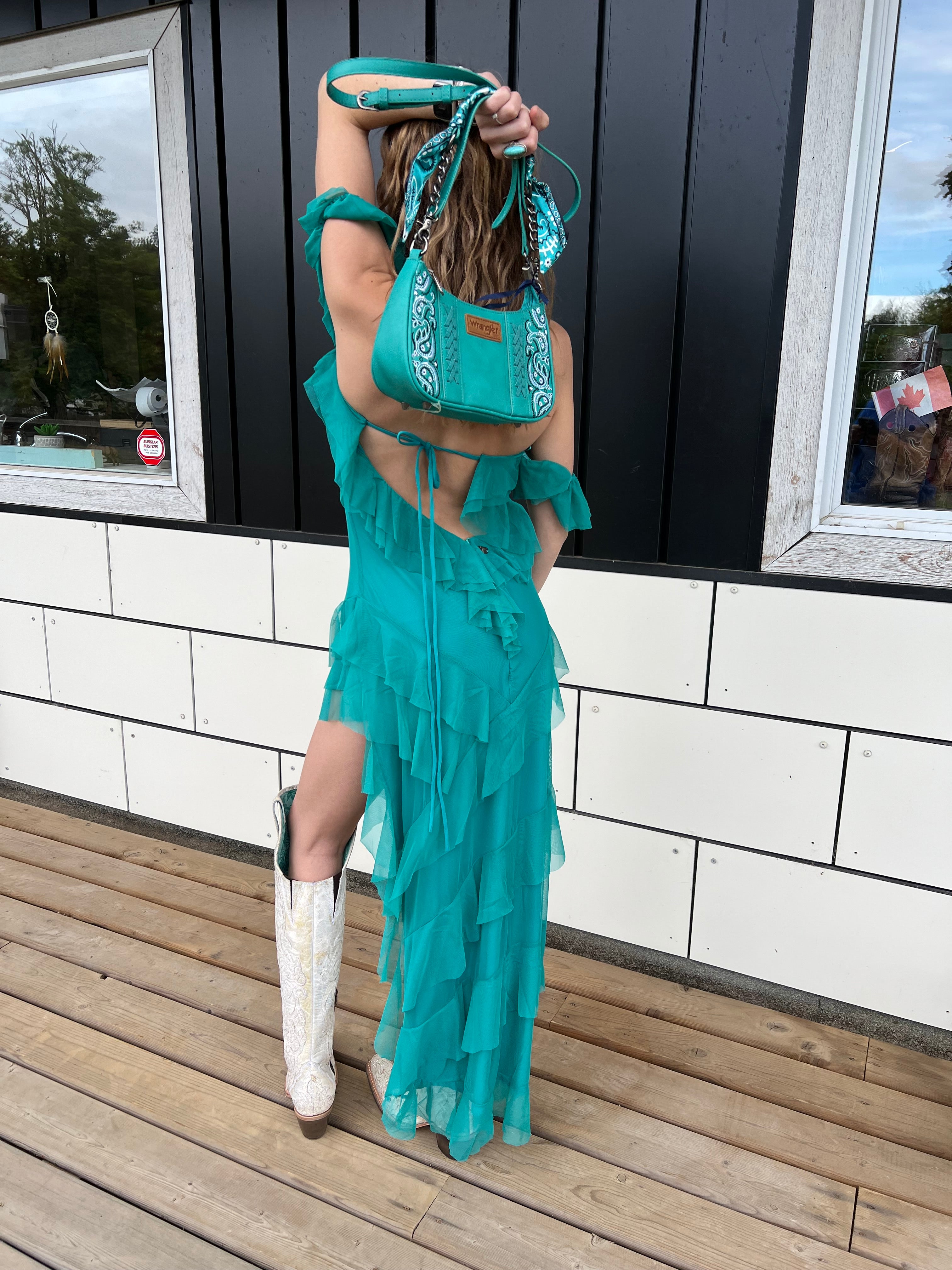 The Jade Off the Shoulder Dress By Lucky & Blessed