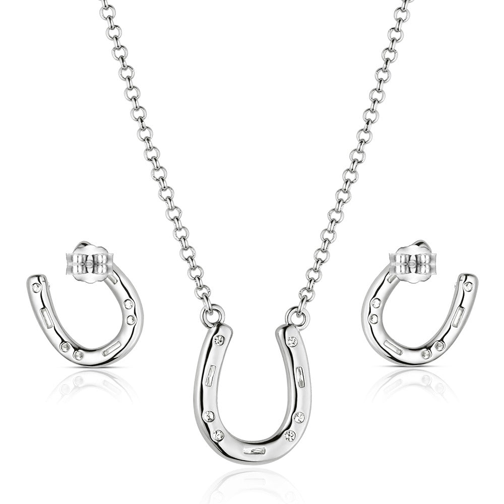 Lucky Stride Horseshoe Jewelry Set by Montana Silversmiths