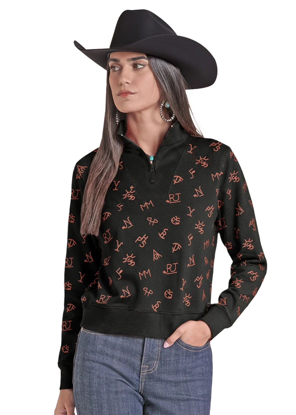 The Branded Babe Quarter Zip Sweatshirt By Panhandle Slim