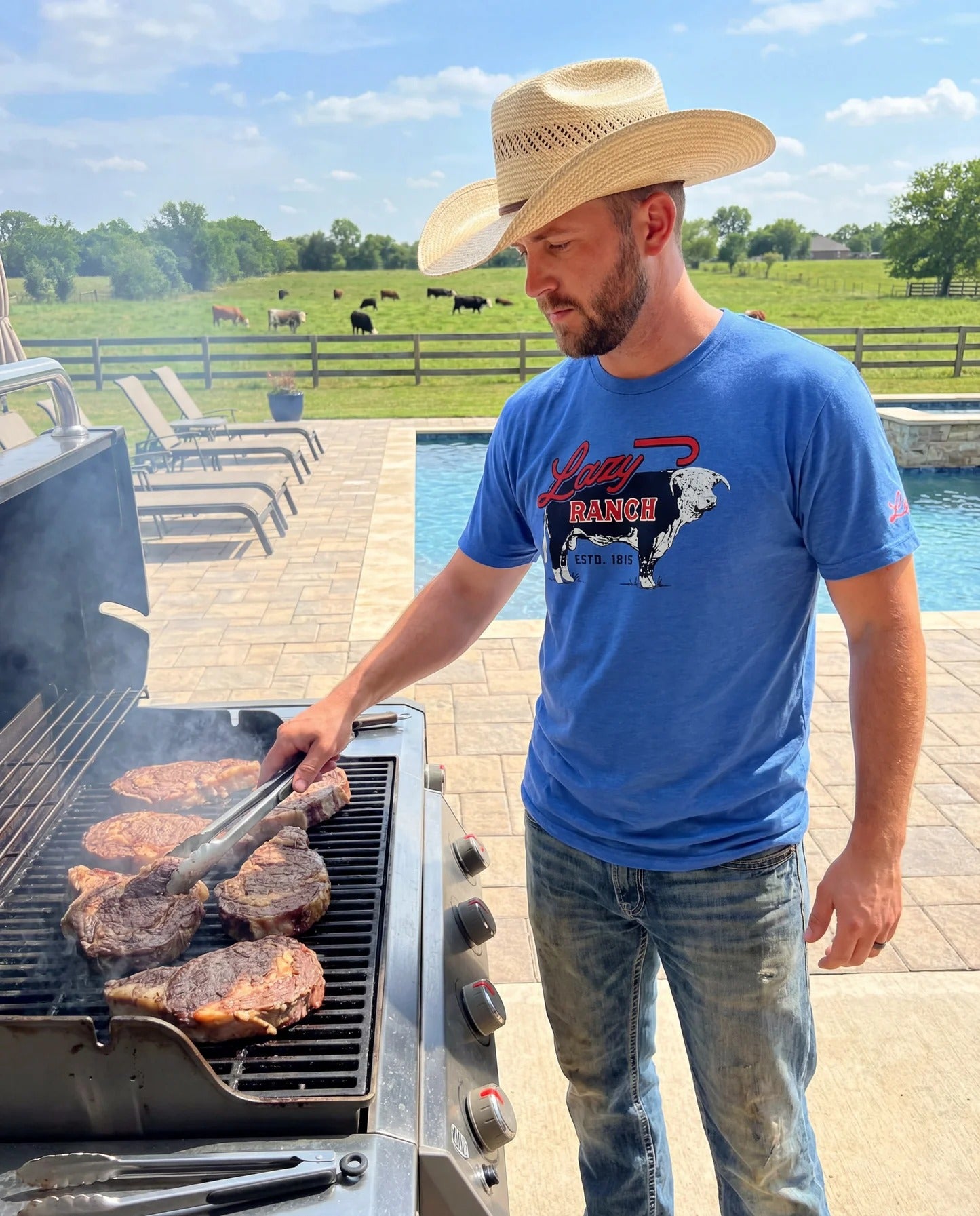 The Beefmaker T-Shirt in Blue by Lazy J Ranch