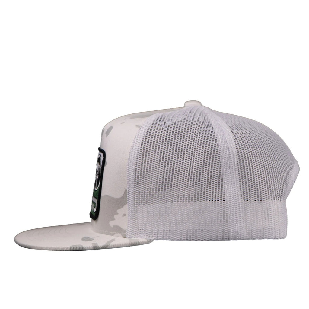 The White Camo Shafter Trucker Cap by Lazy J Ranch
