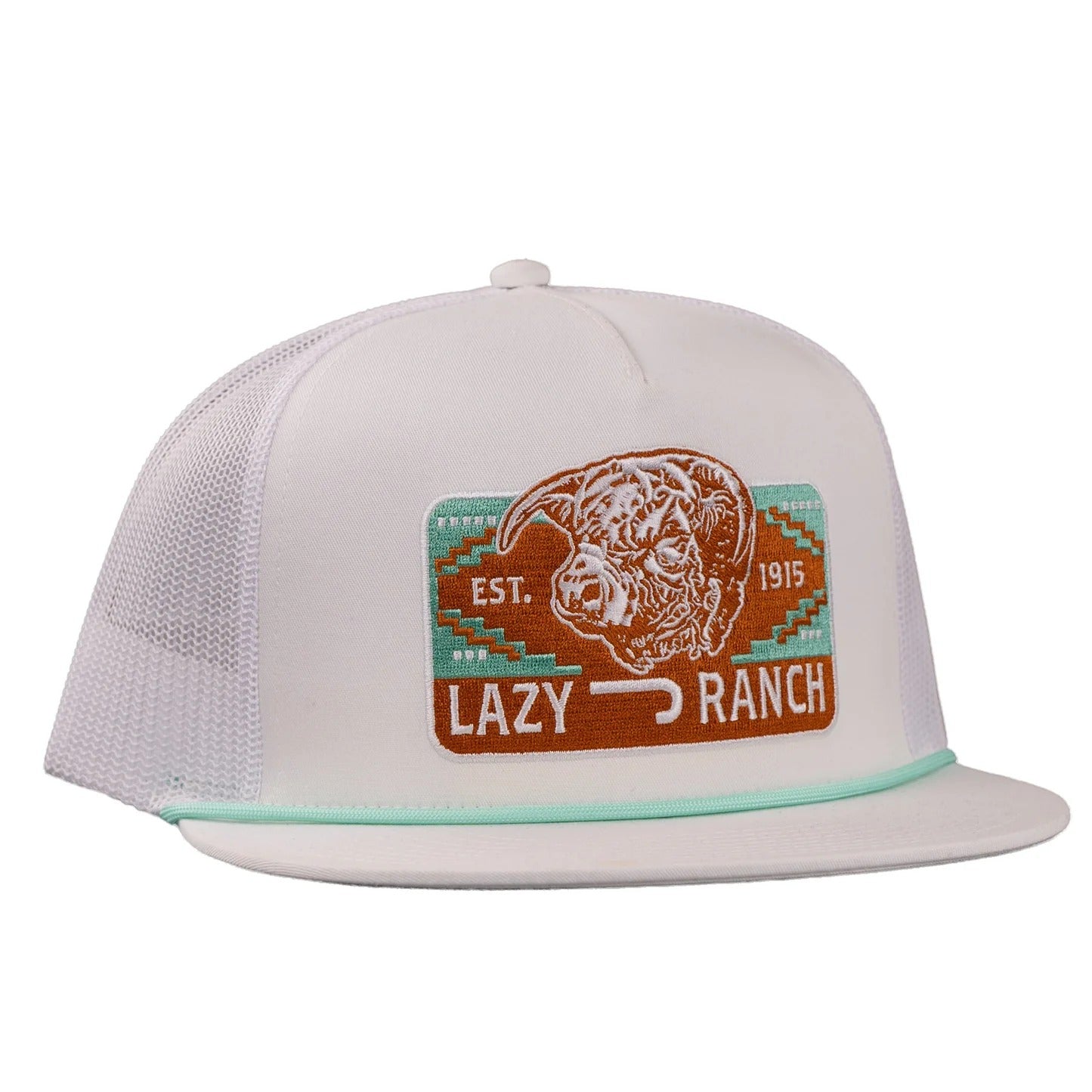 The Presidio Trucker Hat in White by Lazy J Ranch