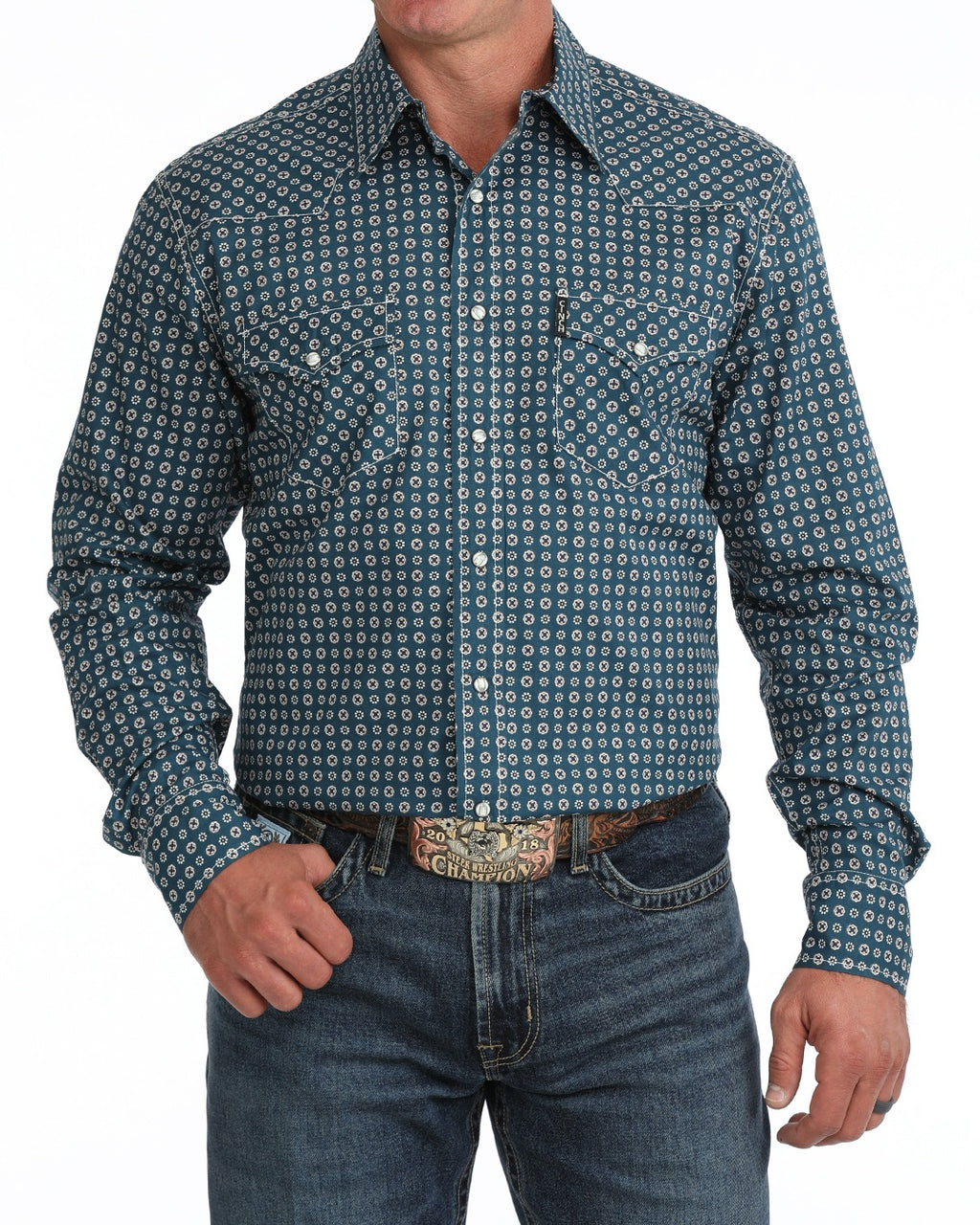 The Blue Floral Modern Fit Men's Shirt By Shirt by Cinch