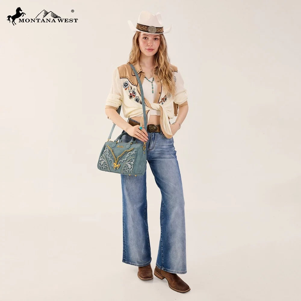 The Pony Pendant Purse in Blue Roan