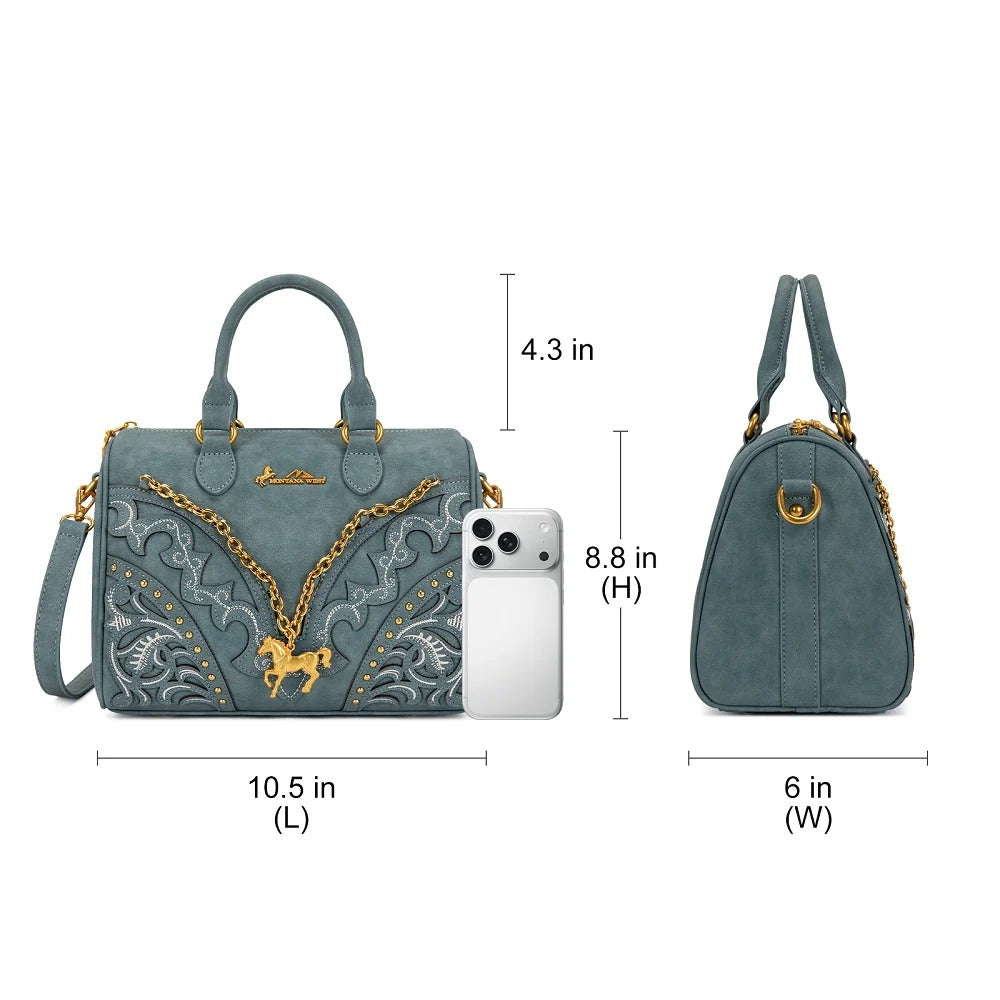 The Pony Pendant Purse in Blue Roan