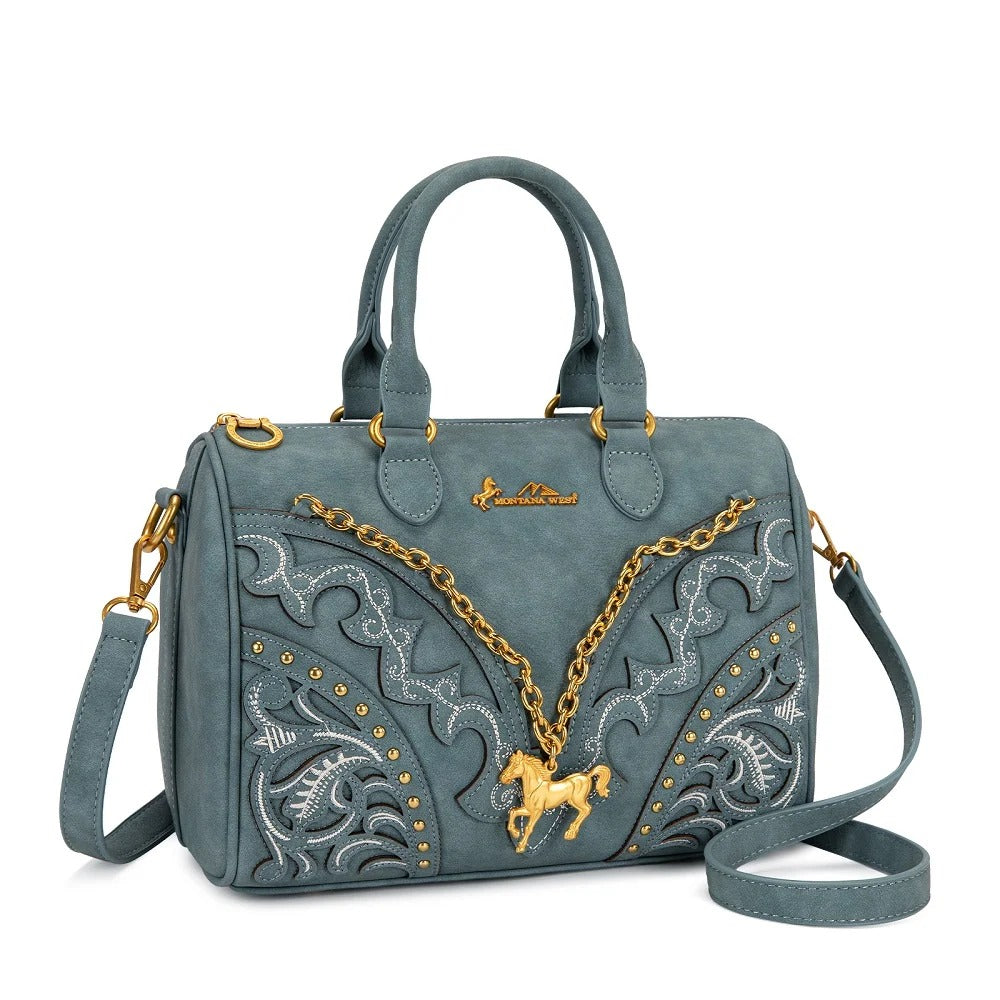 The Pony Pendant Purse in Blue Roan
