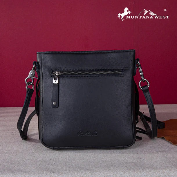 The Paradise Ridge Cowhide Fringe & Stud Purse by Montana West