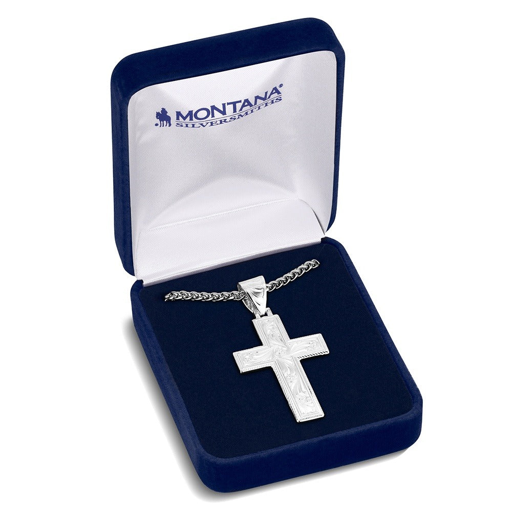 The Silver Men's Embossed Cross by Montana Silversmiths