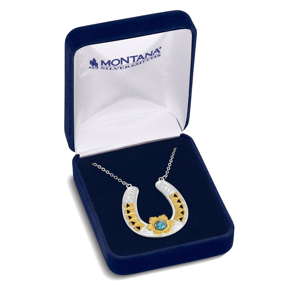 The Horseshoe Outrider Turquoise Necklace by Montana Silversmiths