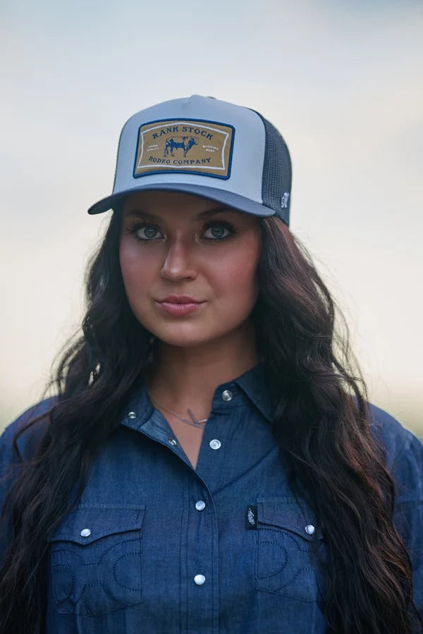 The Rank Stock Hat by Hooey in Wht/Navy