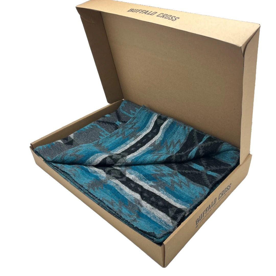 The Turquoise Horizon Aztec Throw Blanket By Buffalo Cross