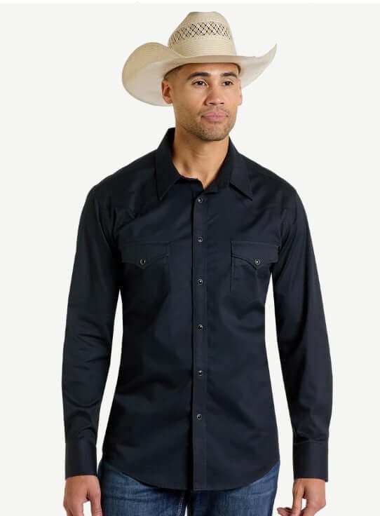 The Dayton Twill LS Slim Fit Pearl Snap Shirt by Rock & Roll Denim