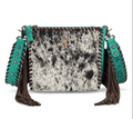 The Lucky Kentucky Cowhide Fringe Purse by Trinity Ranch - Turquoise