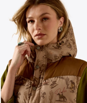 The Frontier Puffer Vest by Ariat in Retro Rodeo