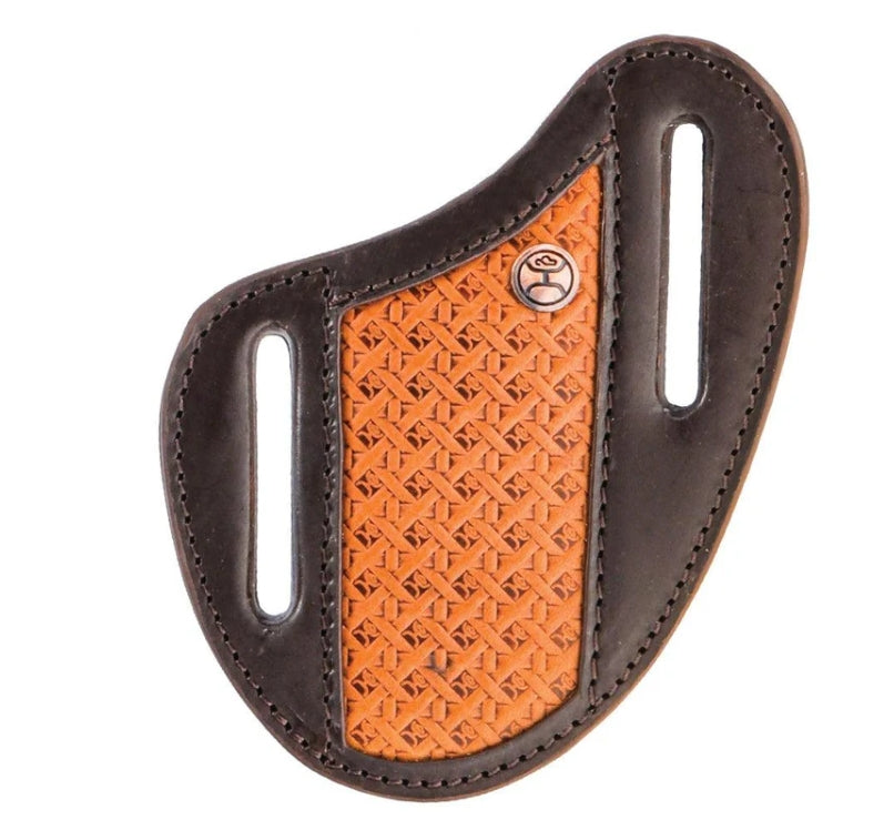 "Hands Up Basket Weave" Original Hooey Pancake Knife Sheath Tan/Brow