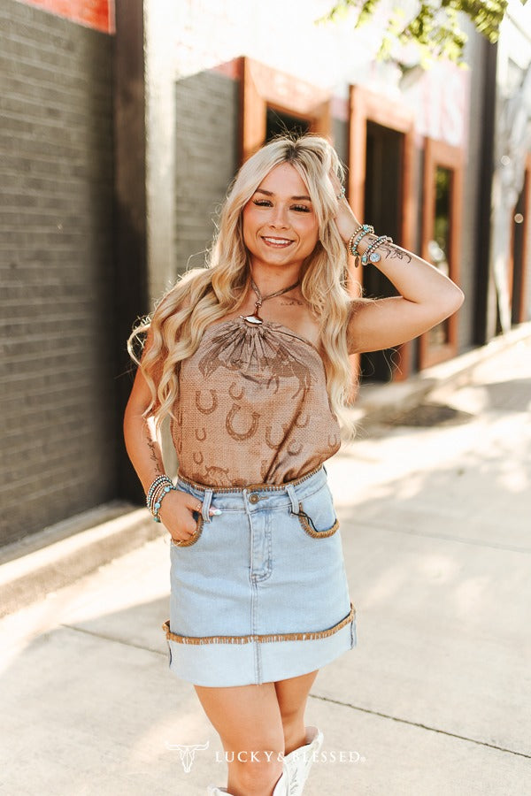 The Ranch Love Snaffle Bit Halter Tie Top Top By Lucky & Blessed