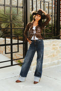 The Bermuda Beach Brown Ruffle Top By Lucky & Blessed