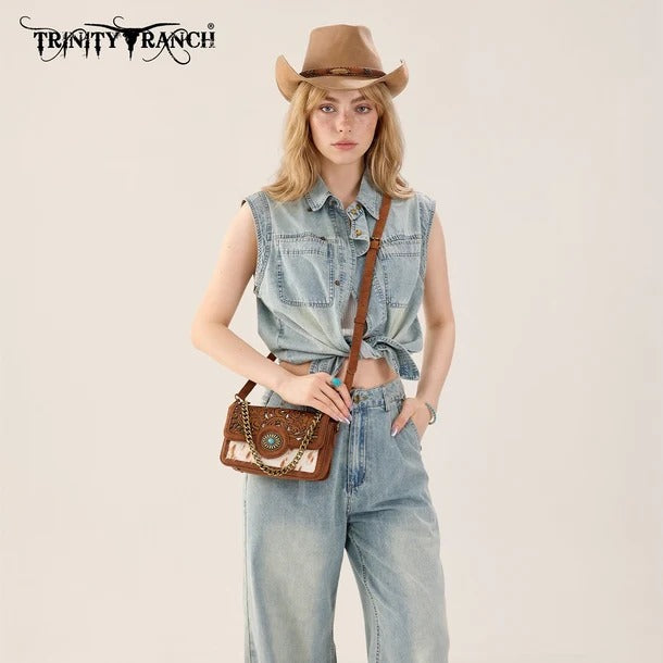 The Catalina Camrose Purse by Trinity Ranch - Caramel