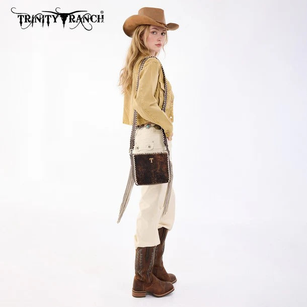 The Lucky Kentucky Cowhide Fringe Purse by Trinity Ranch - Coffee