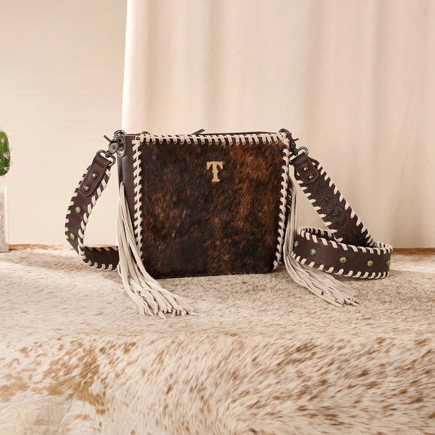 The Lucky Kentucky Cowhide Fringe Purse by Trinity Ranch - Coffee