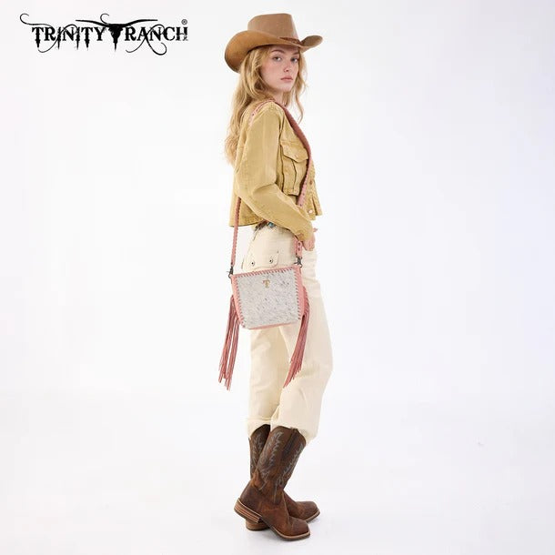 The Lucky Kentucky Cowhide Fringe Purse by Trinity Ranch - Strawberry