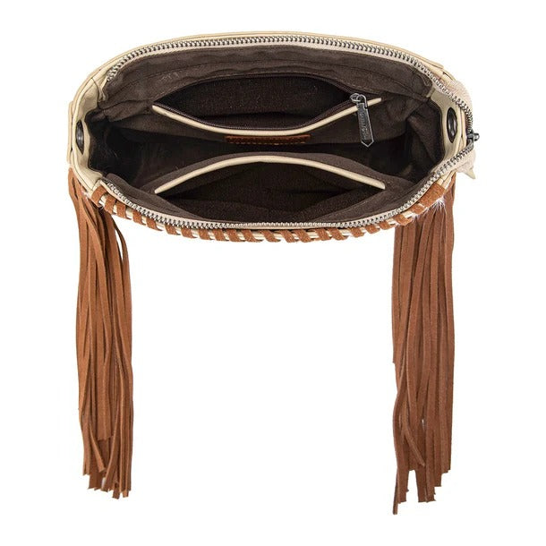 The Lucky Kentucky Cowhide Fringe Purse by Trinity Ranch - Tan