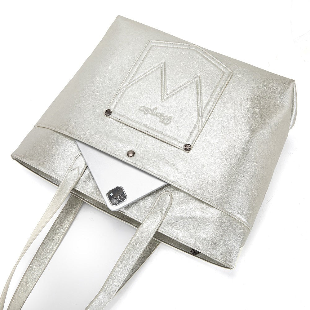 The Rhinestone Cowgirl Tote Bag by Wrangler in Platinum