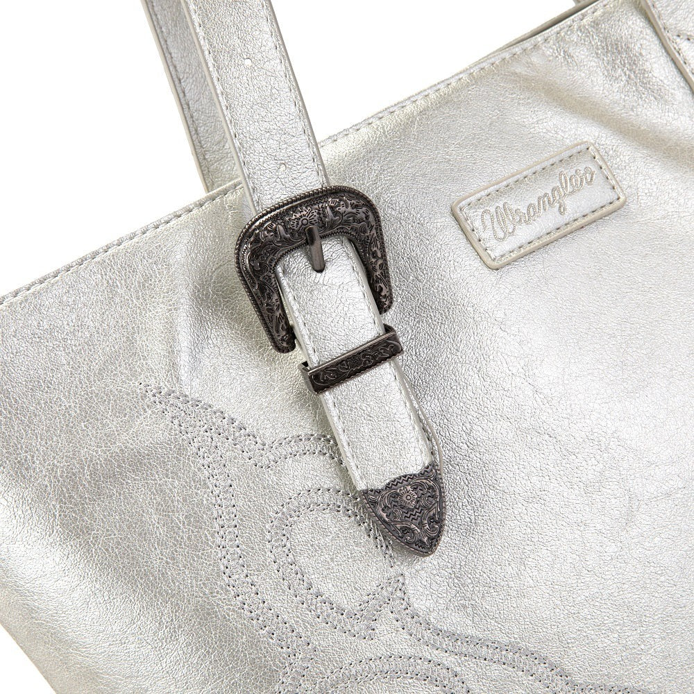 The Rhinestone Cowgirl Tote Bag by Wrangler in Platinum