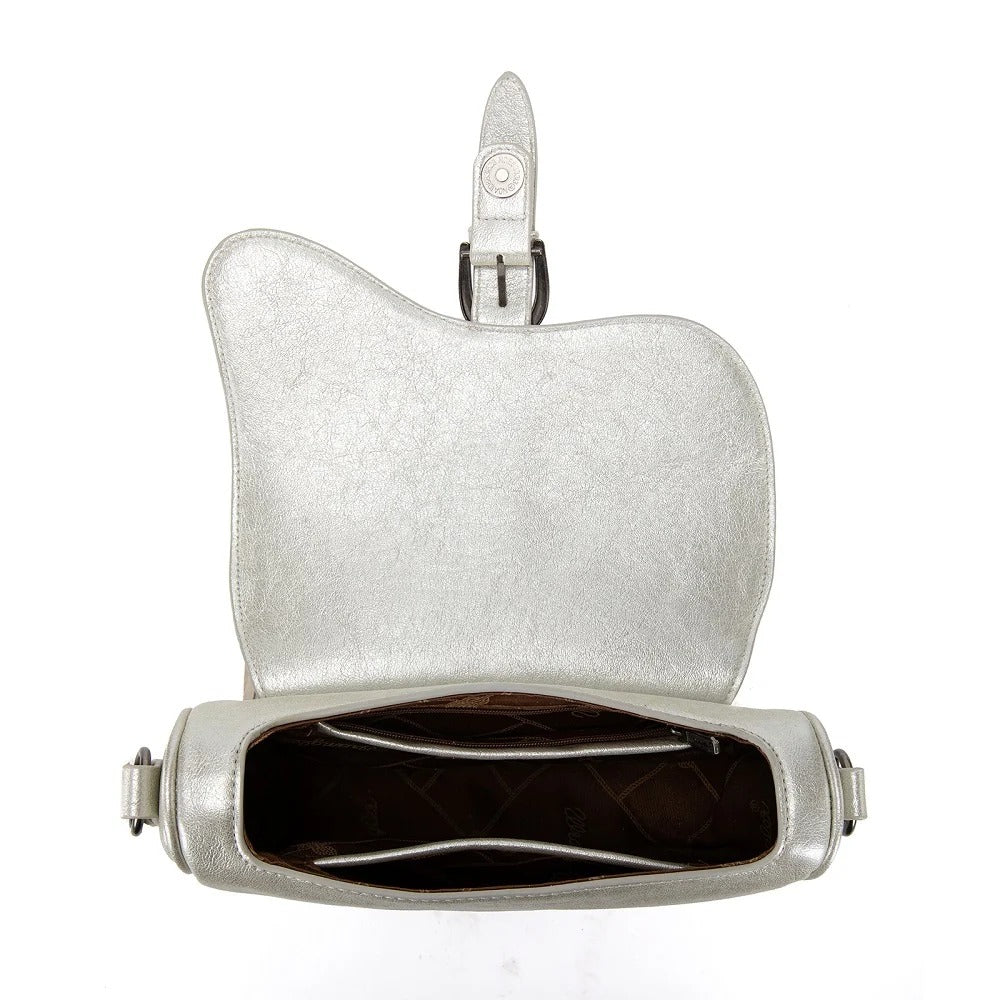 The Rhinestone Cowgirl Fringe Saddle Bag in Platinum by Wrangler