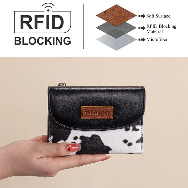 The Dairy Delight Trifold Wallet by Wrangler - Black