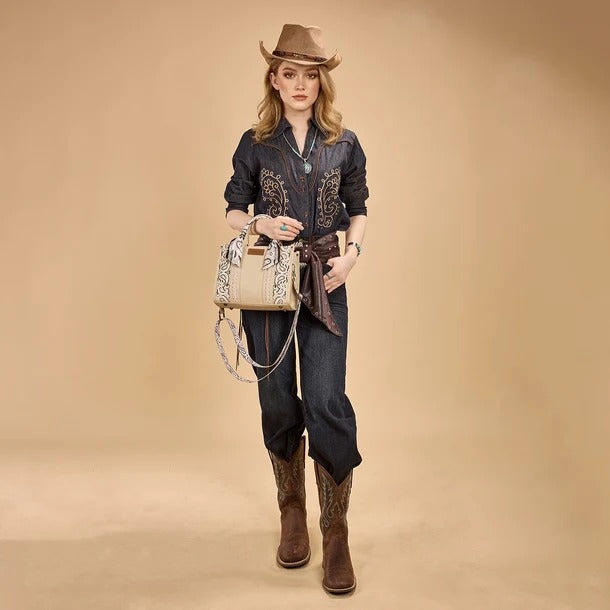The Bandana Bandit Mini Tote Purse by Wrangler - Whipped Cream