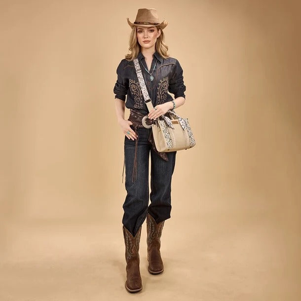 The Bandana Bandit Mini Tote Purse by Wrangler - Whipped Cream