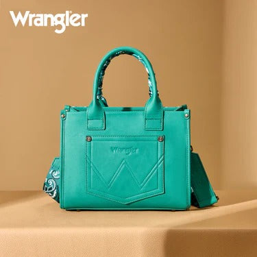 The Bandana Bandit Mini Tote Purse by Wrangler - Turquoise