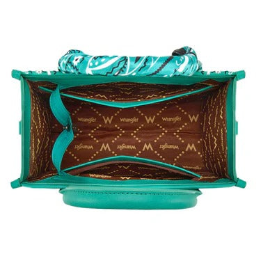 The Bandana Bandit Mini Tote Purse by Wrangler - Turquoise
