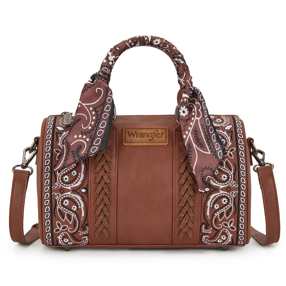 The Bandana Bandit Mini Barrel Purse by Wrangler - Brown