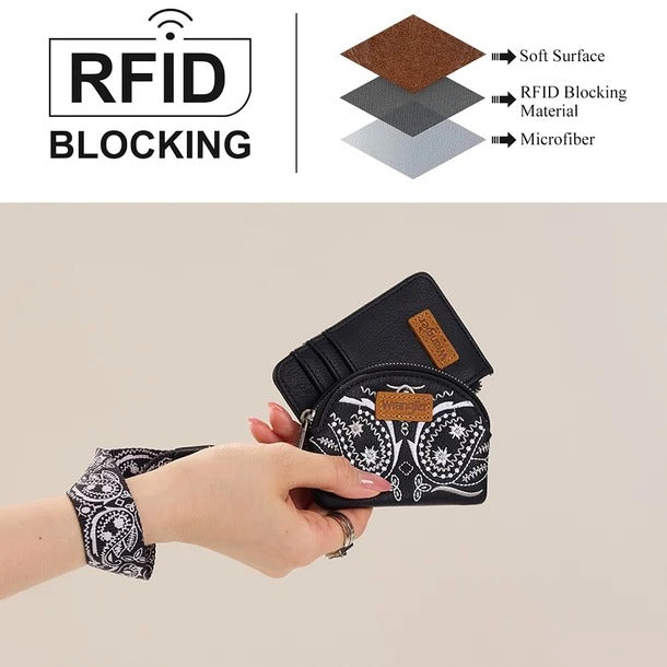 The Bandana Bandit Wristlet/Key Chain by Wrangler in Bandit Black