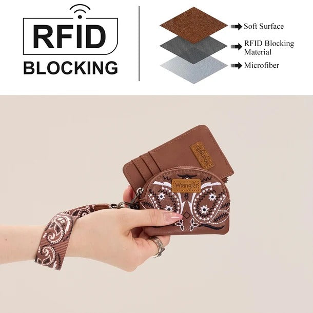 The Bandana Bandit Wristlet/Key Chain by Wrangler in Cocoa