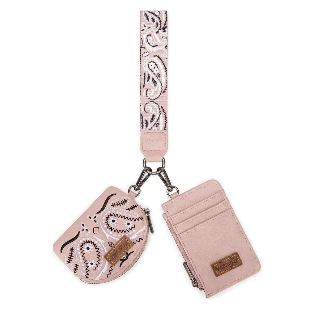 The Bandana Bandit Wristlet/Key Chain by Wrangler in Paisley Pink