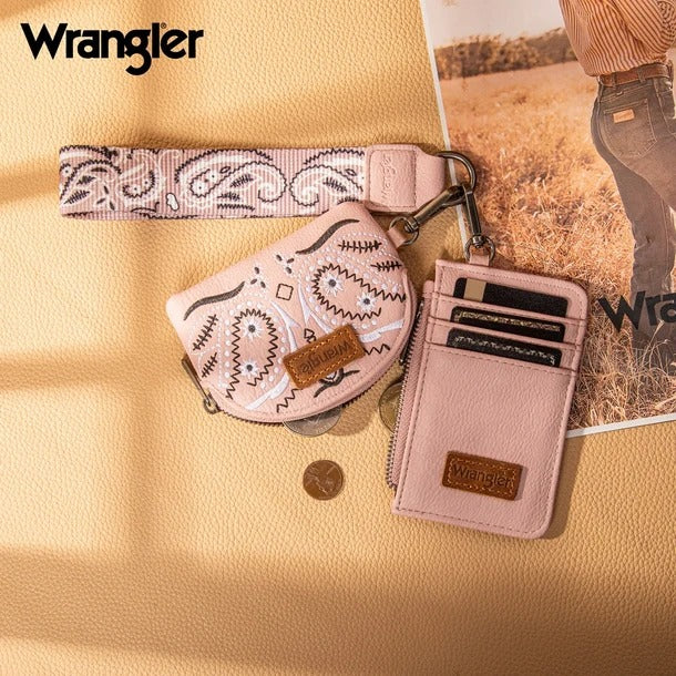 The Bandana Bandit Wristlet/Key Chain by Wrangler in Paisley Pink