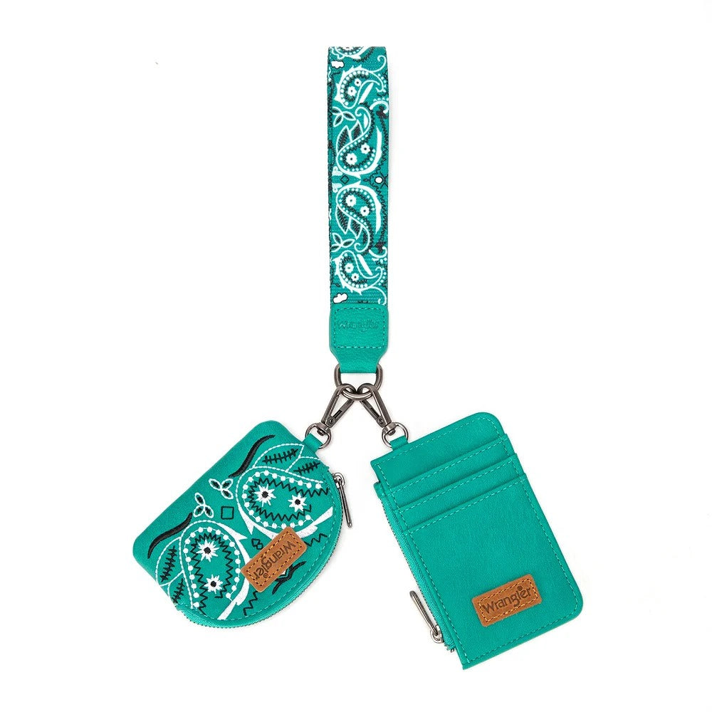 The Bandana Bandit Wristlet/Key Chain by Wrangler in Tickled Turquoise