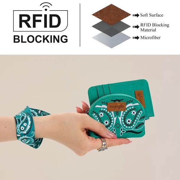 The Bandana Bandit Wristlet/Key Chain by Wrangler in Tickled Turquoise