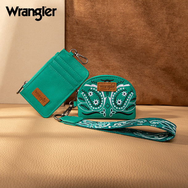 The Bandana Bandit Wristlet/Key Chain by Wrangler in Tickled Turquoise