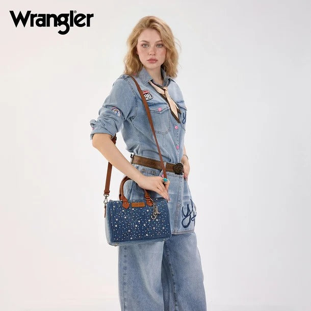 The Denim Delight Boston Purse by Wrangler - Denim