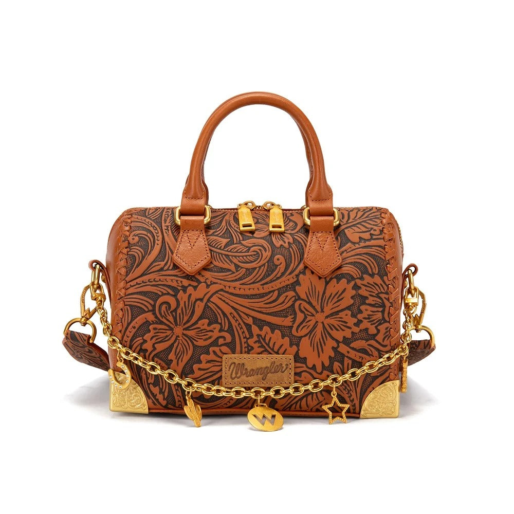 The Betty Lou Barrel Bag by Wrangler in Brown